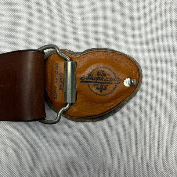 VTG The Highwayman Brazilian Agate Buckle Steerhide Leather Belt XXL Western main image 8